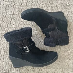 Baretraps Witchy Ophira Black Leather Faux Fur Lined Whimsigoth Ankle Boots 7.5